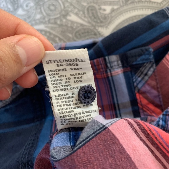 3 for $15 Garage Blue & Red Plaid Shirt - Picture 6 of 8